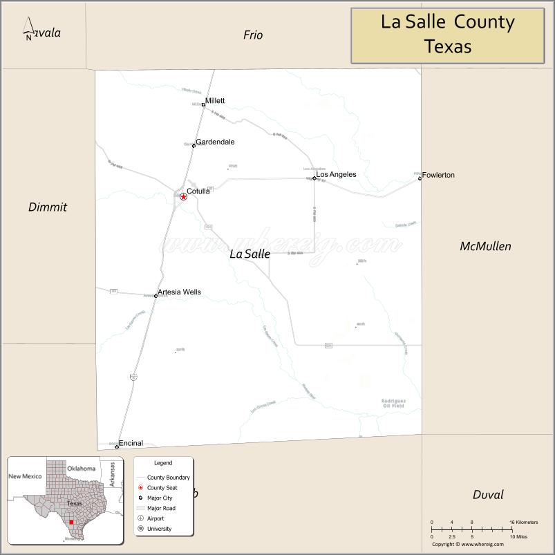 Map of La Salle County, Texas