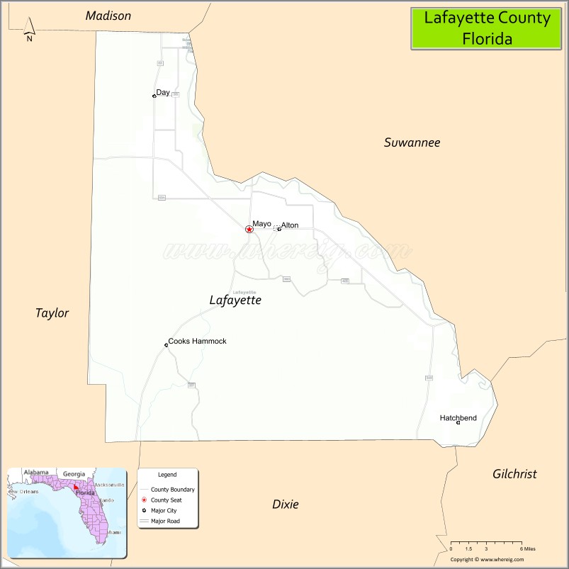 Map of Lafayette County, Florida