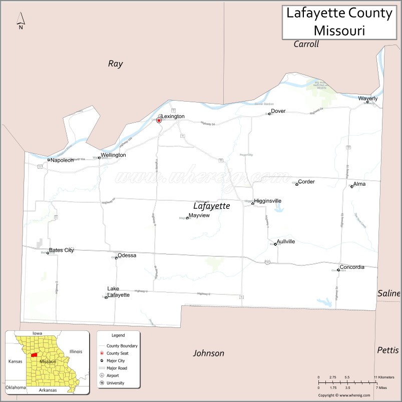 Map of Lafayette County, Missouri