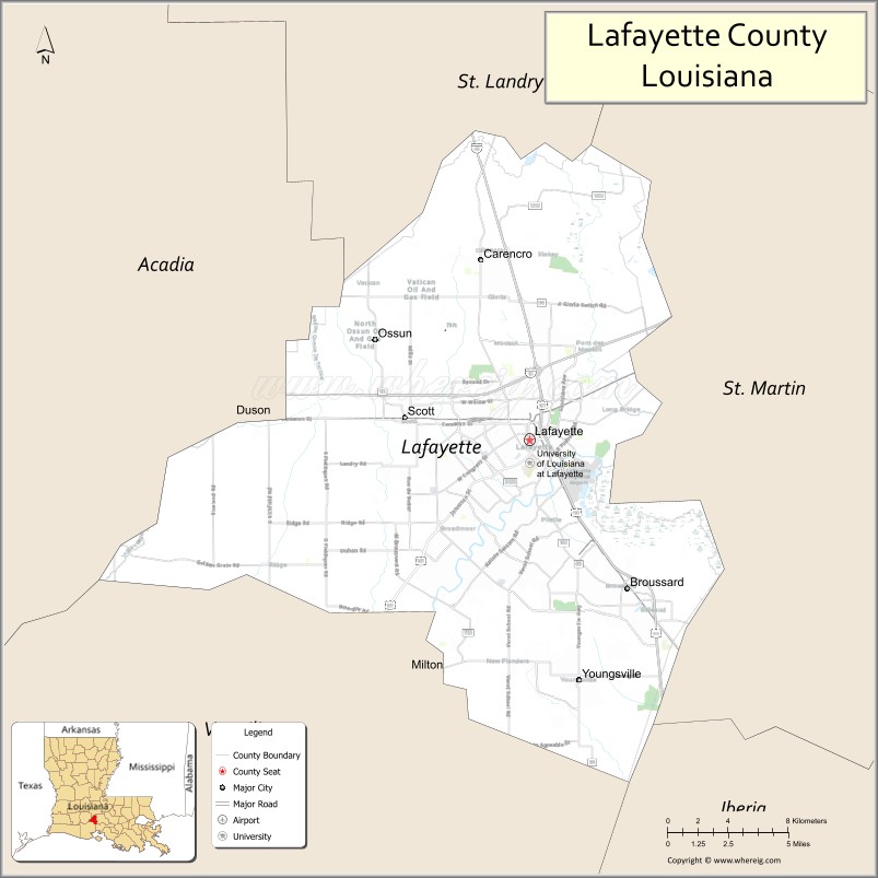 Map of Lafayette Parish, Louisiana