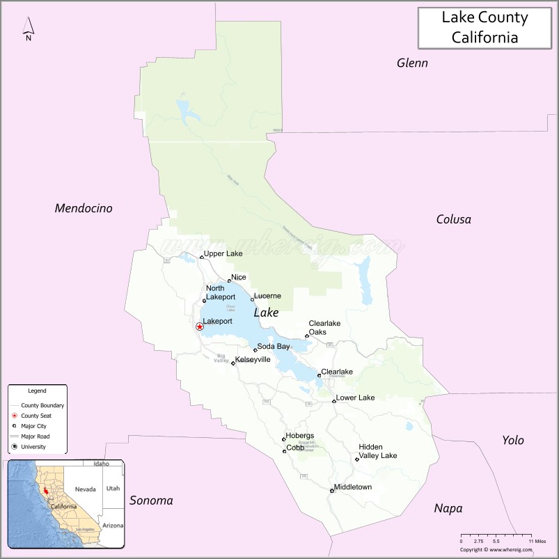 Map of Lake County, California