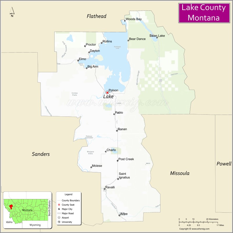 Map of Lake County, Montana