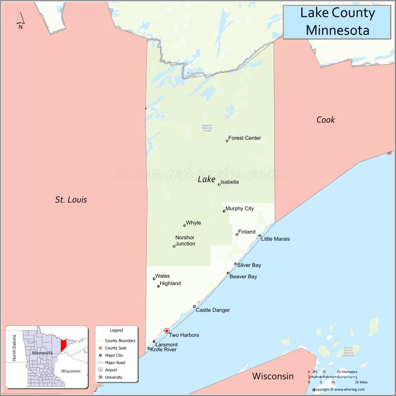 Map of Lake of the Woods County, Minnesota