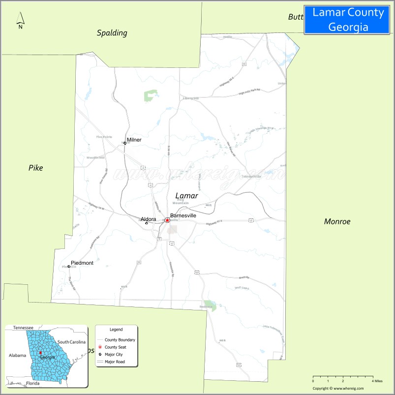 Map of Lamar County, Georgia