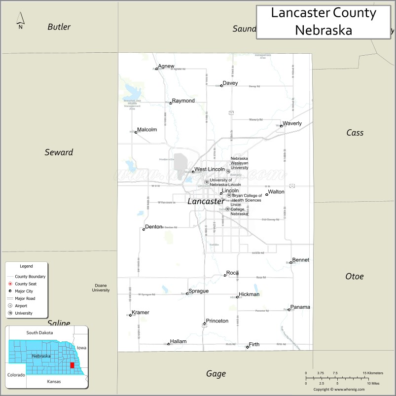 Map of Lancaster County, Nebraska