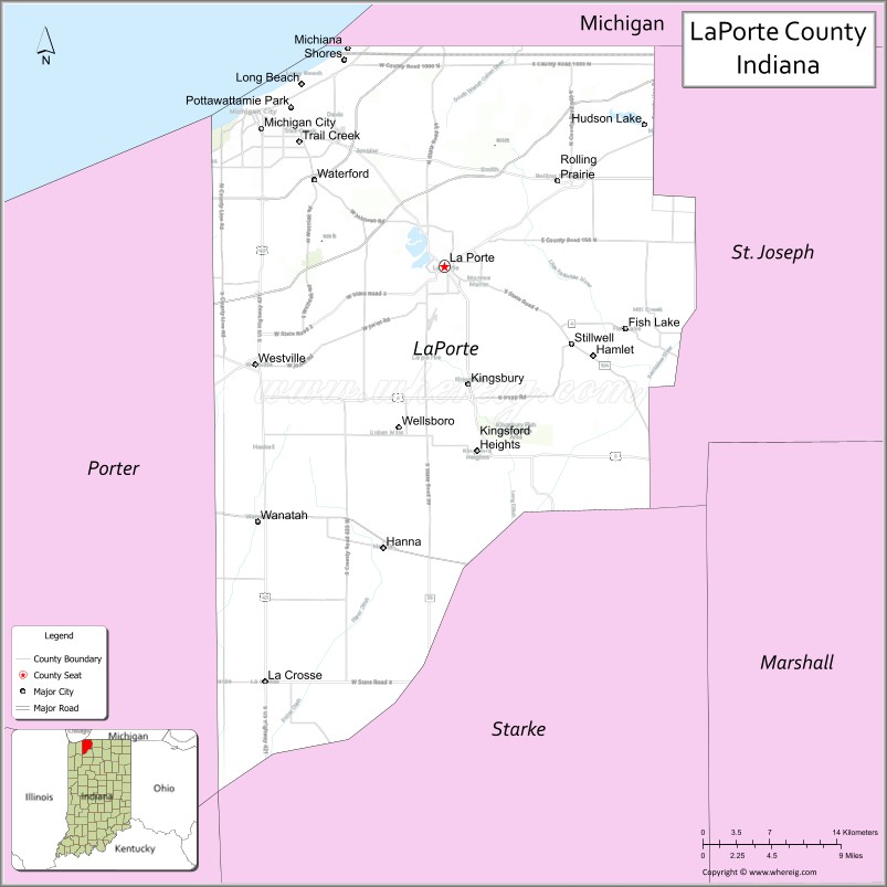 Map of LaPorte County, Indiana
