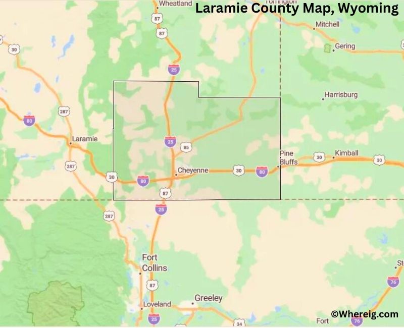 Map of Laramie County, Wyoming