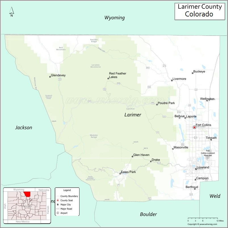 Map of Larimer County, Colorado
