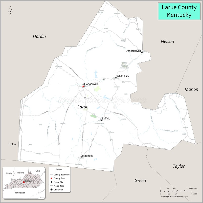 Map of LaRue County, Kentucky