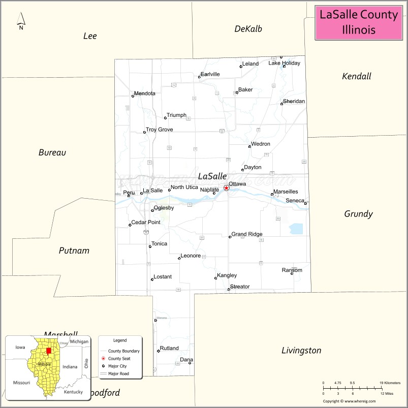 Map of LaSalle County, Illinois