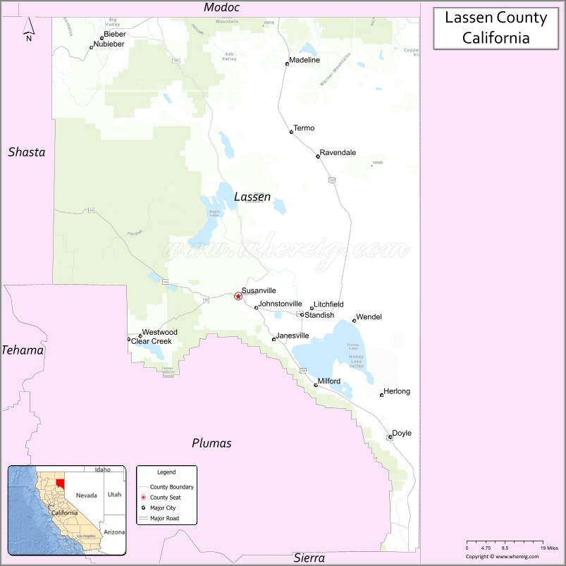 Map of Lassen County, California
