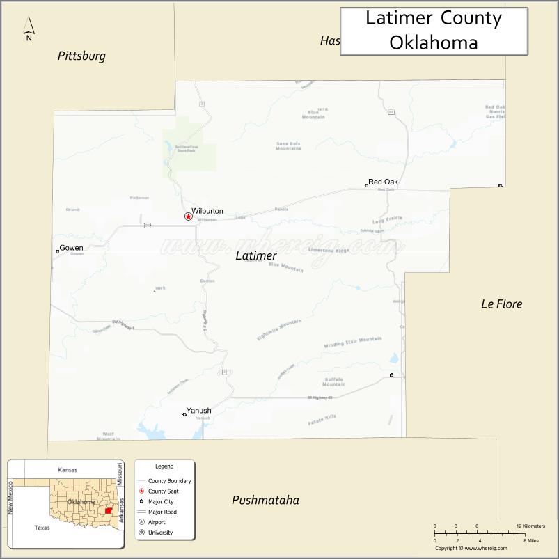 Map of Latimer County, Oklahoma