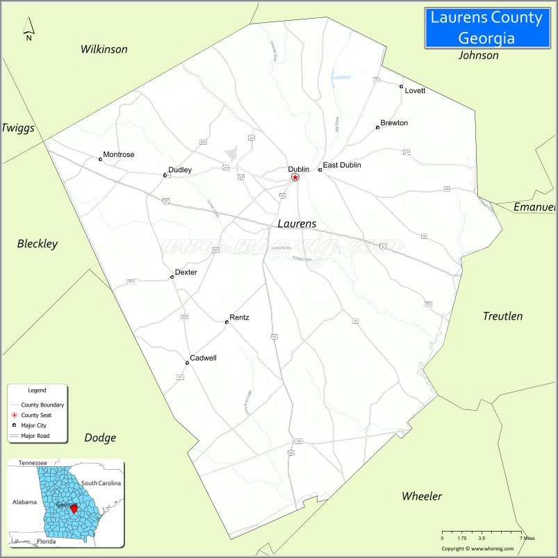 Map of Laurens County, Georgia