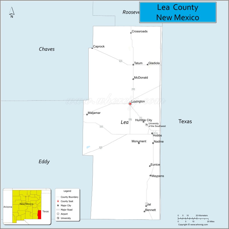 Map of Lea County, New Mexico