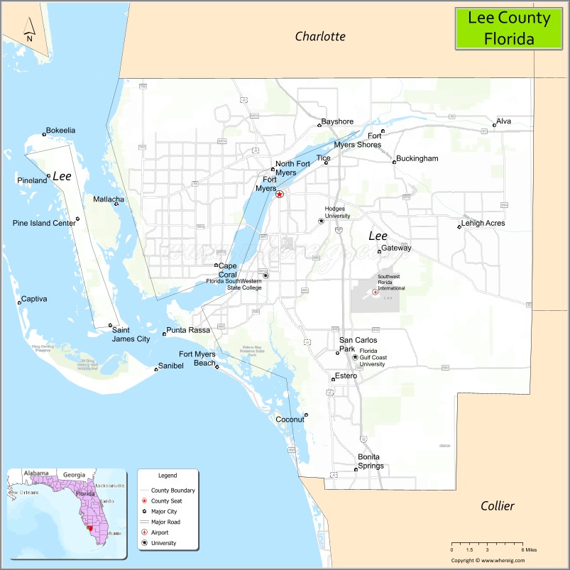 Map of Lee County, Florida