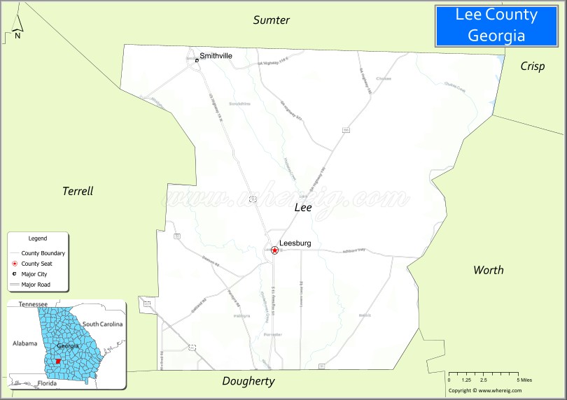 Map of Lee County, Georgia