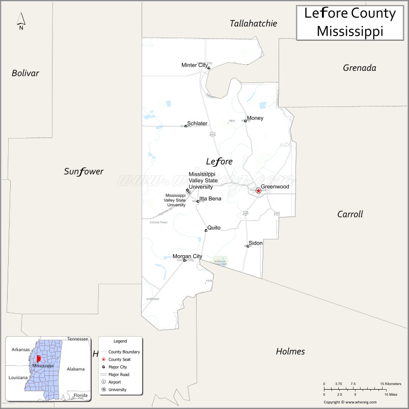 Map of Leflore County, Mississippi