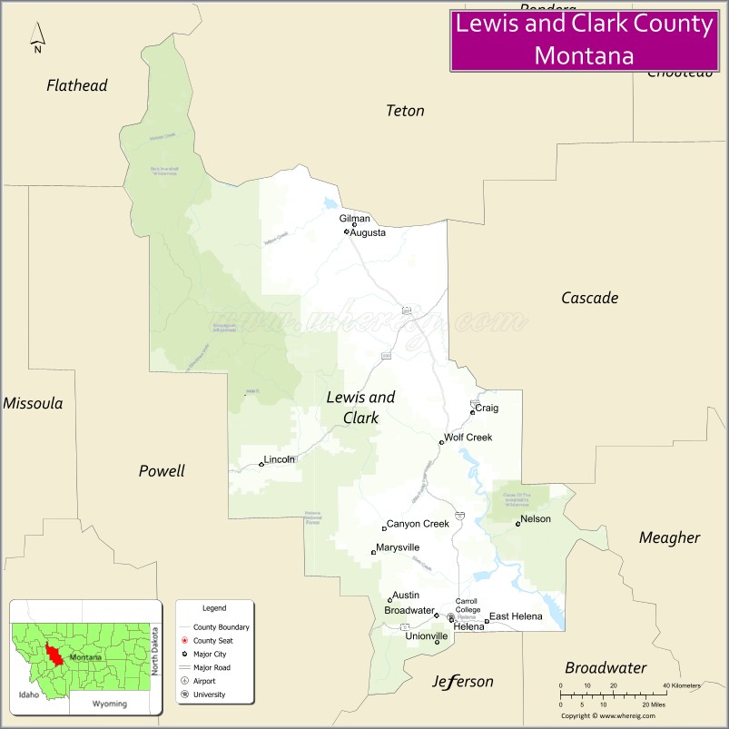 Map of Lewis and Clark County, Montana