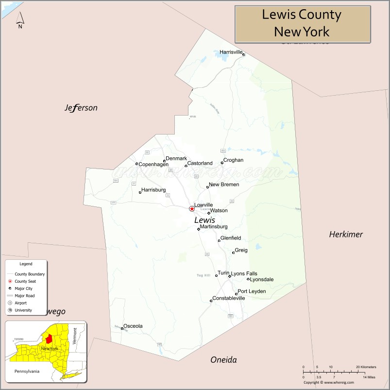 Map of Lewis County, New York