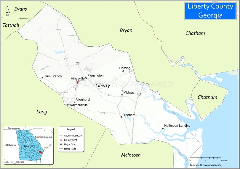 Map of Liberty County, Georgia