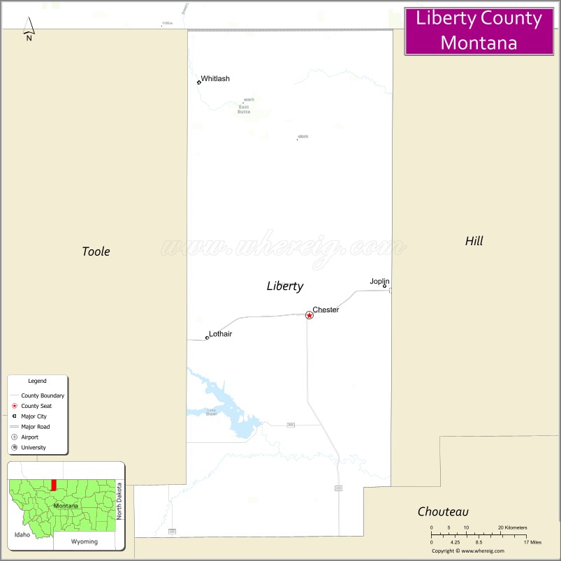 Map of Liberty County, Montana