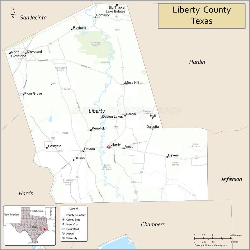 Map of Liberty County, Texas