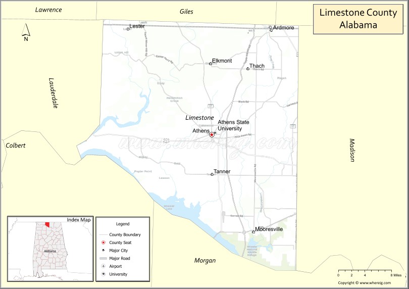 Map of Limestone County, Alabama
