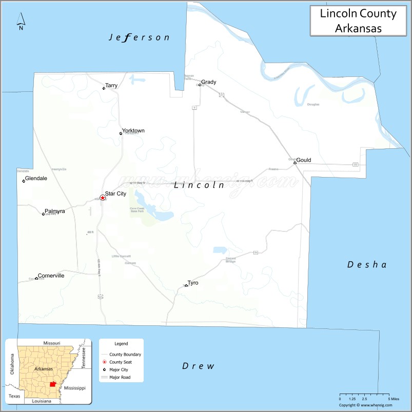 Map of Lincoln County, Arkansas