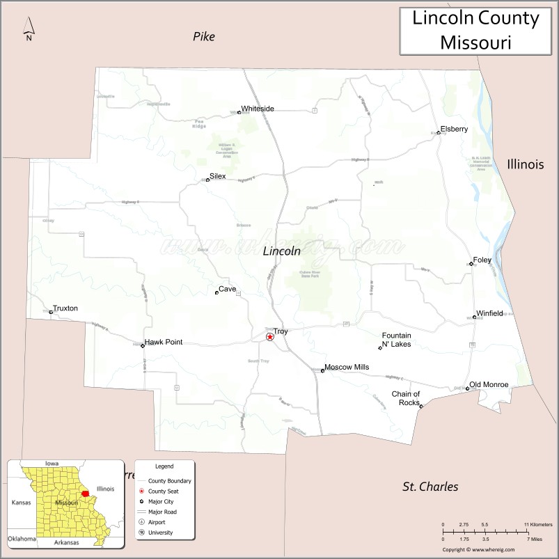Map of Lincoln County, Missouri