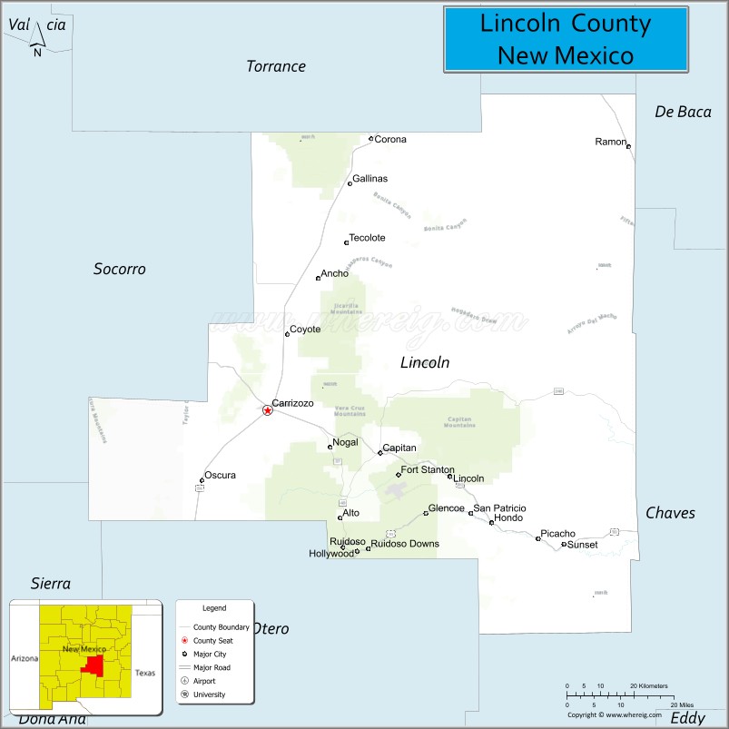 Map of Lincoln County, New Mexico