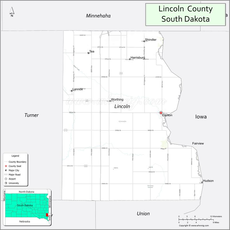 Map of Lincoln County, South Dakota