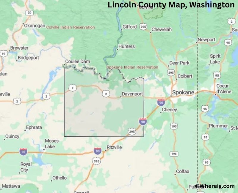 Map of Lincoln County, Washington