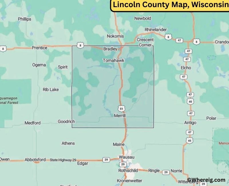 Map of Lincoln County, Wisconsin