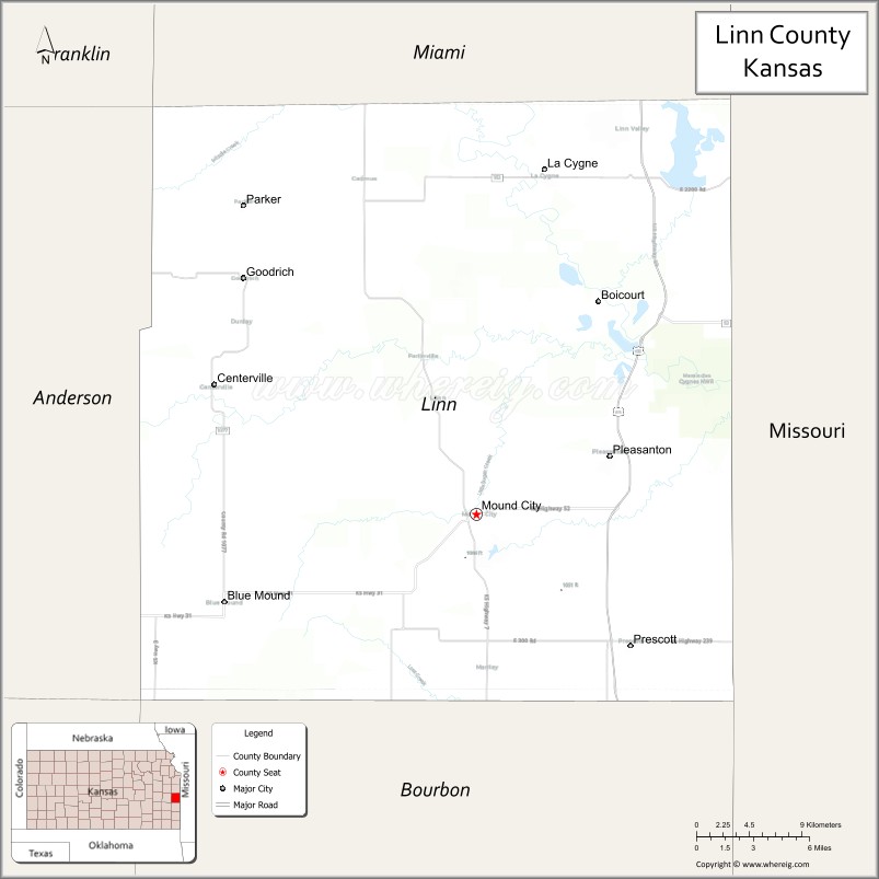 Map of Linn County, Kansas