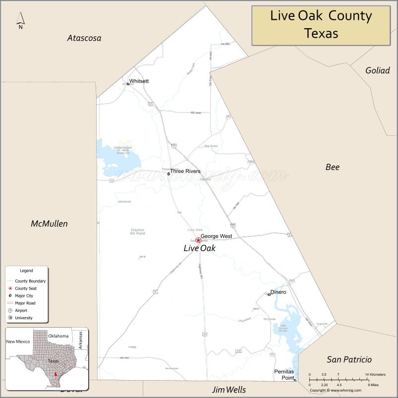 Map of Live Oak County, Texas