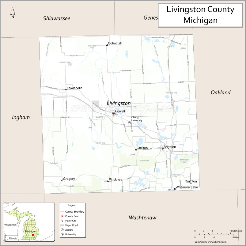 Map of Livingston County, Michigan