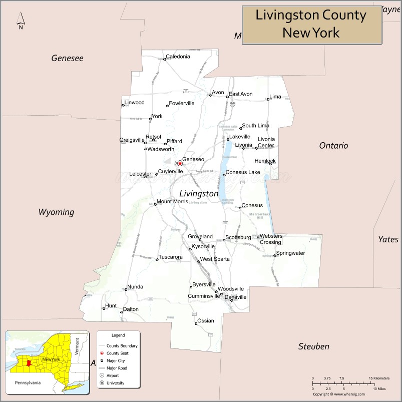Map of Livingston County, New York