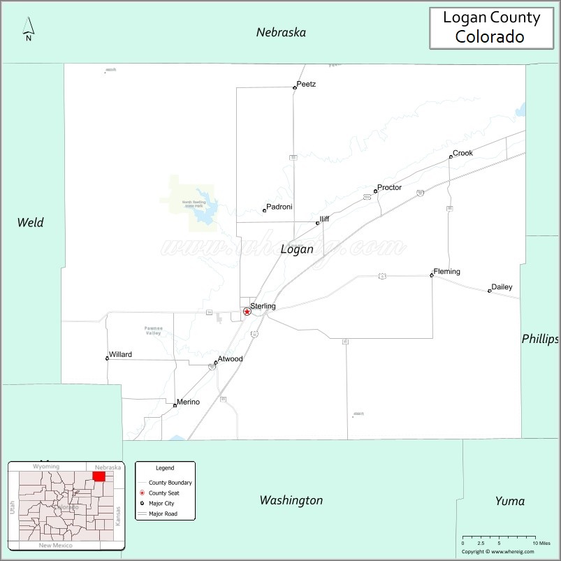 Map of Logan County, Colorado
