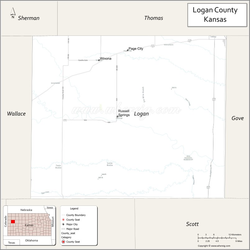 Map of Logan County, Kansas