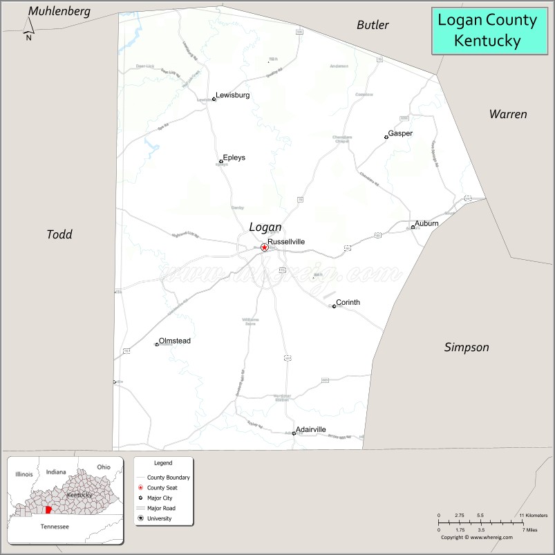 Map of Logan County, Kentucky