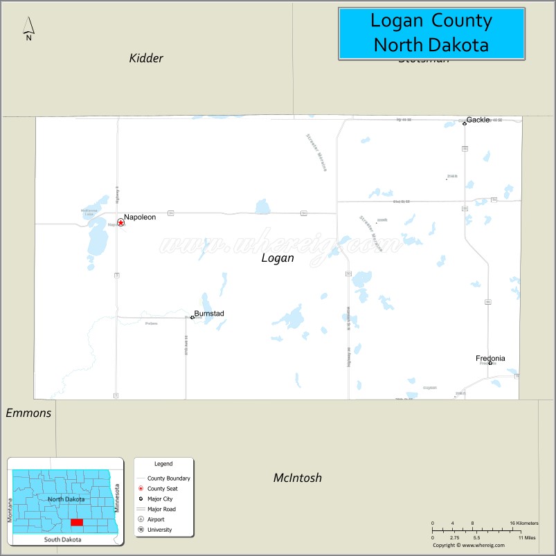 Map of Logan County, North Dakota