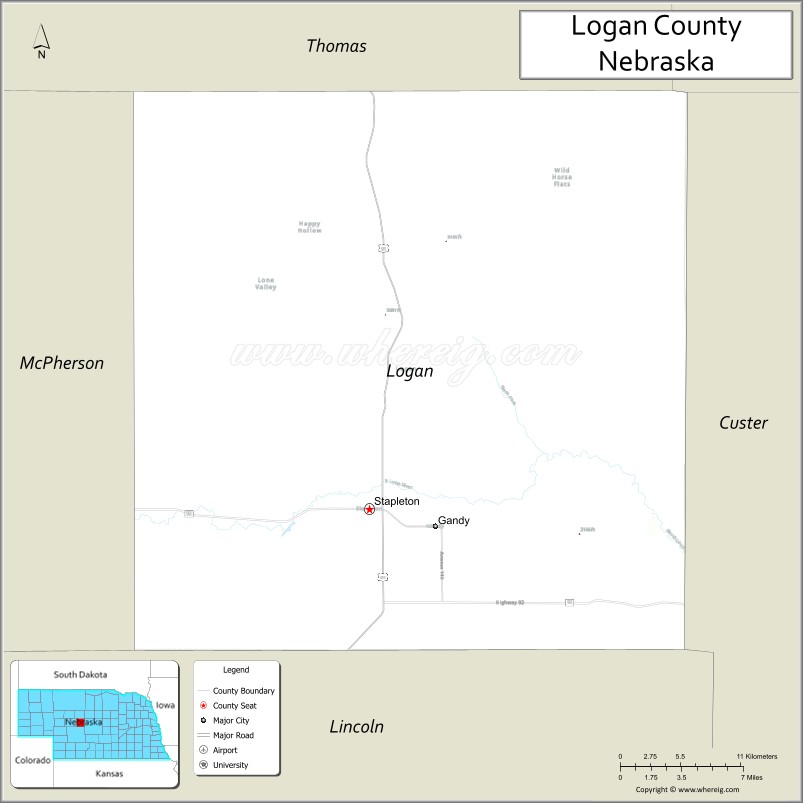 Map of Logan County, Nebraska