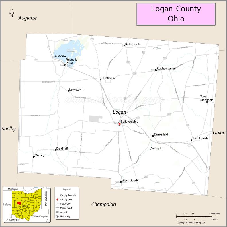 Map of Logan County, Ohio