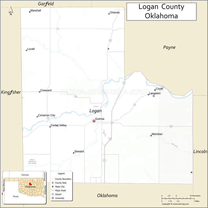 Map of Logan County, Oklahoma