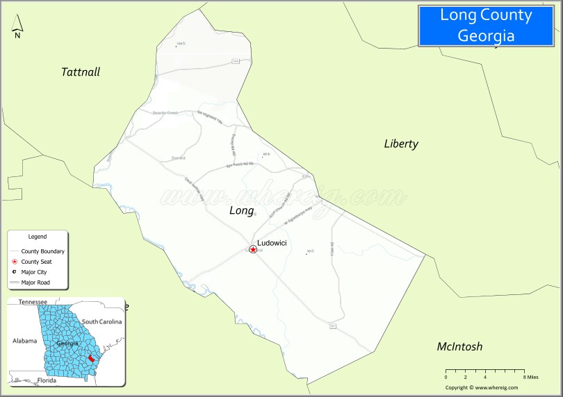 Map of Long County, Georgia