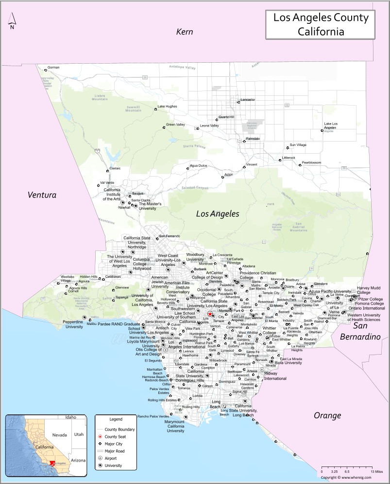 Map of Los Angeles County, California