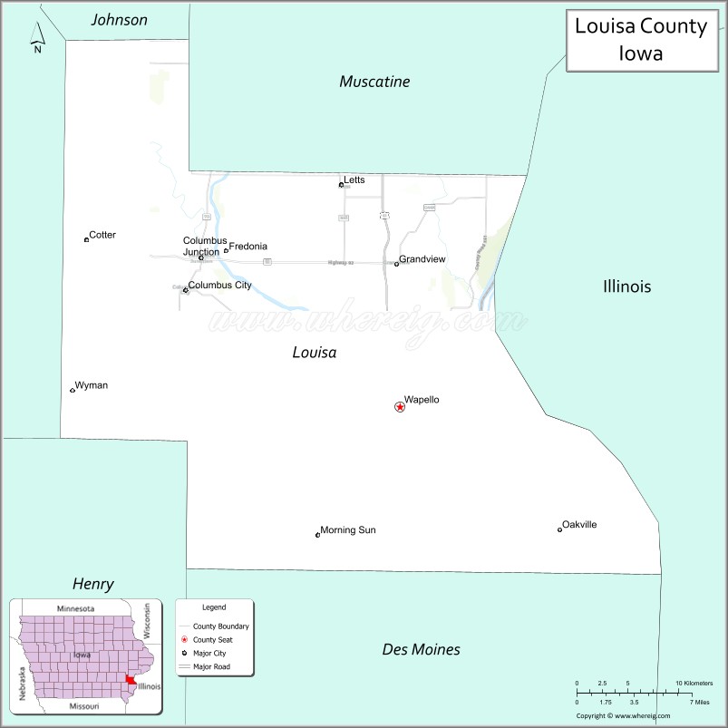 Map of Louisa County, Iowa