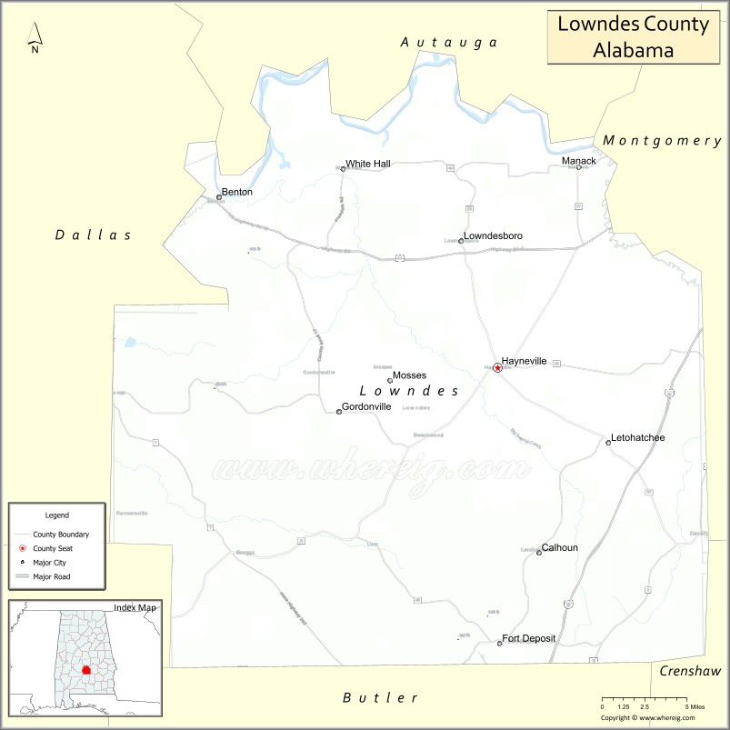 Map of Lowndes County, Alabama