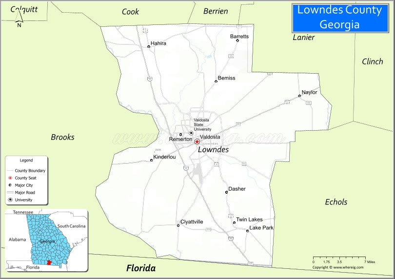 Map of Lowndes County, Georgia