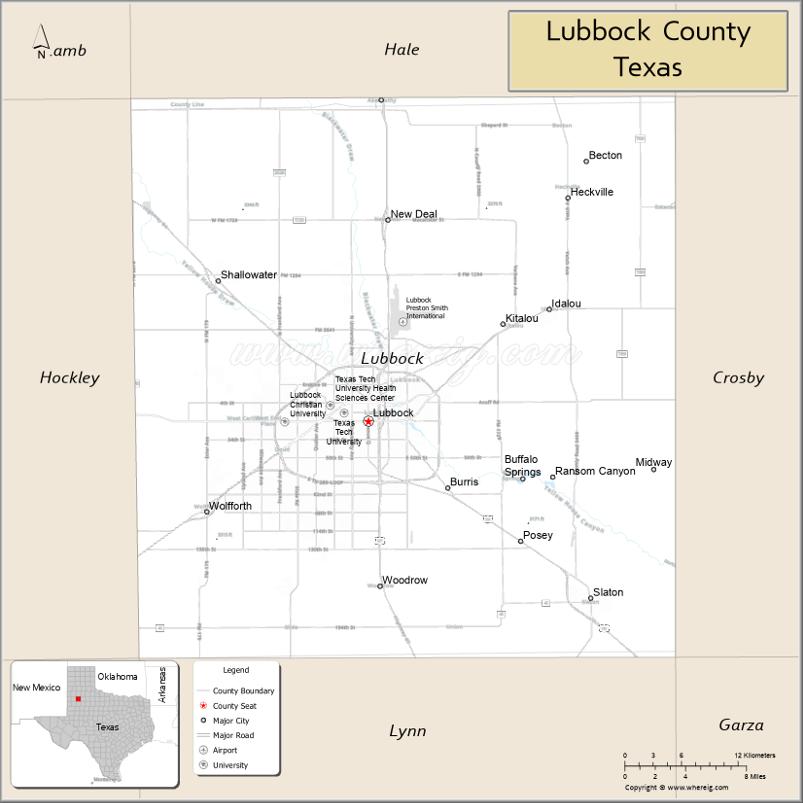 Map of Lubbock County, Texas
